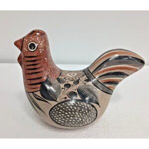 Vintage Tonala Pottery Hand Painted Ceramic Bird Figurine Mexican Folk Art